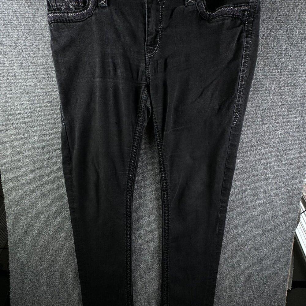 Rock Revival Women Anais Skinny Pocket Flaps Black Denim Jeans Size 31 Urban
